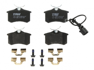 Купити GDB1475 TRW Гальмівні колодки задні Фабія (1.4 TDI, 1.9 TDI, 2.0) з датчиком зносу